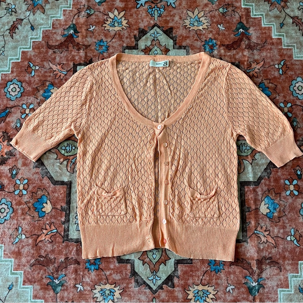 Vintage Orange Crochet Cardigan